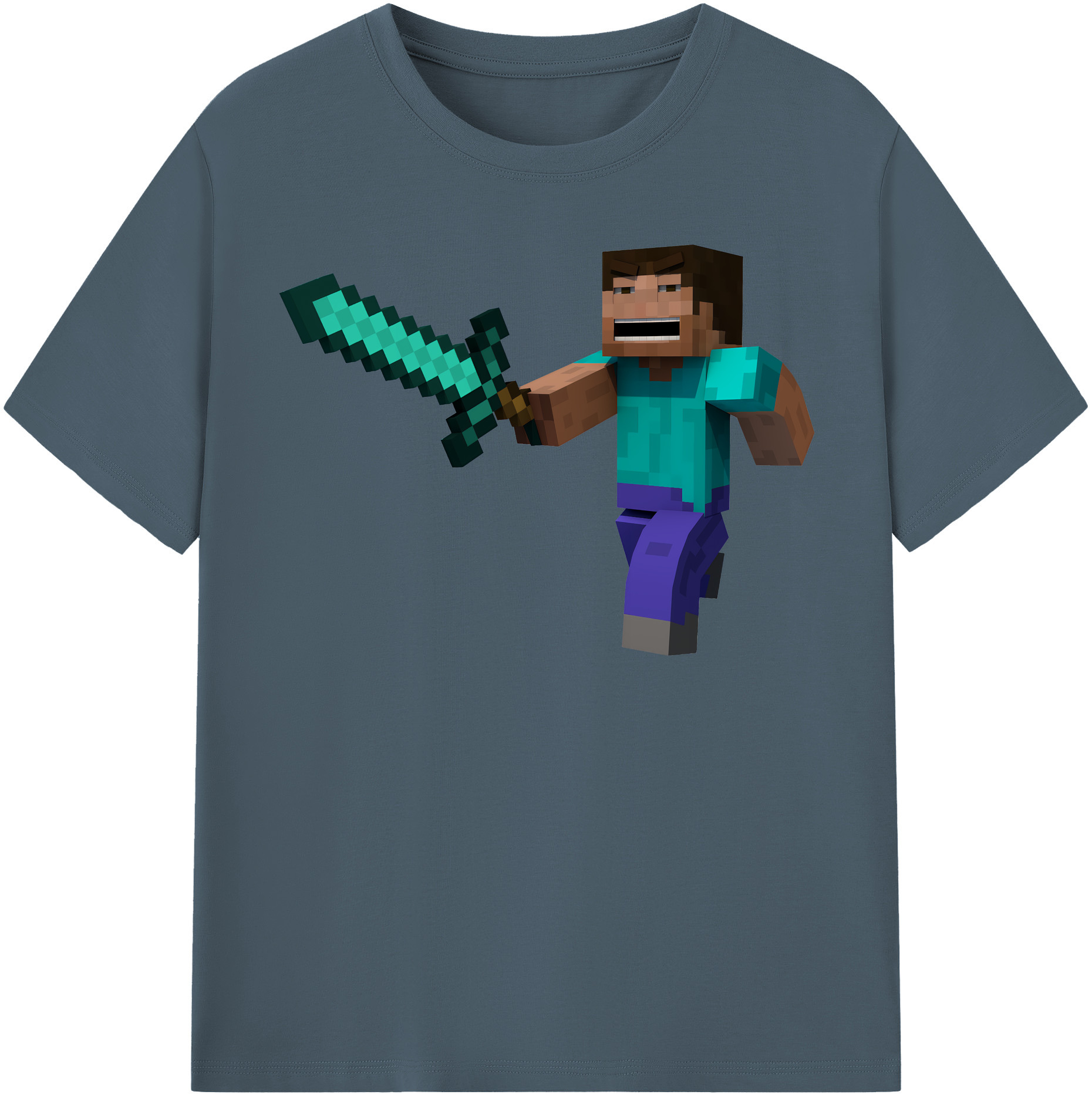 （画像用） マインクラフト ブロックの世界 Minecraft MC Block world 綿100％半袖Tシャツ（フロントプリント）